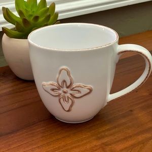 STARBUCKS 2008 White Embossed Brown Flower 12oz